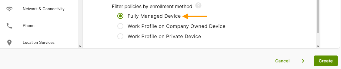 select enrollment method
