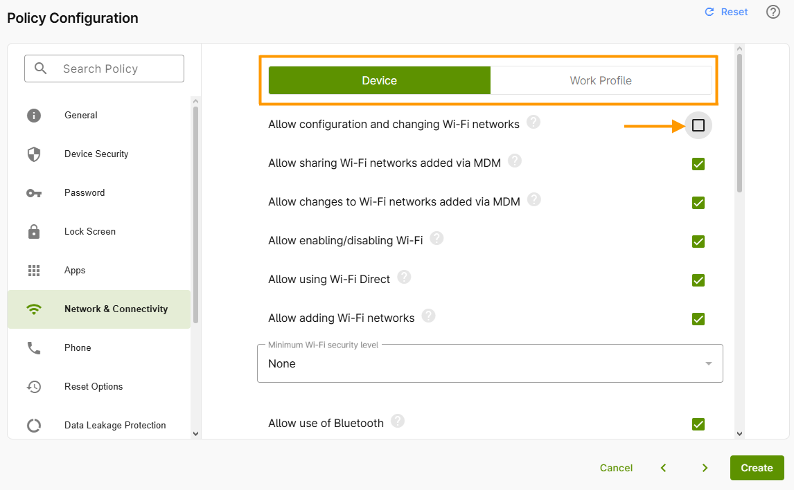 configure network policy