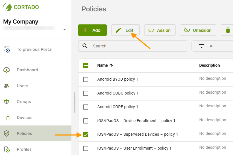 edit policy