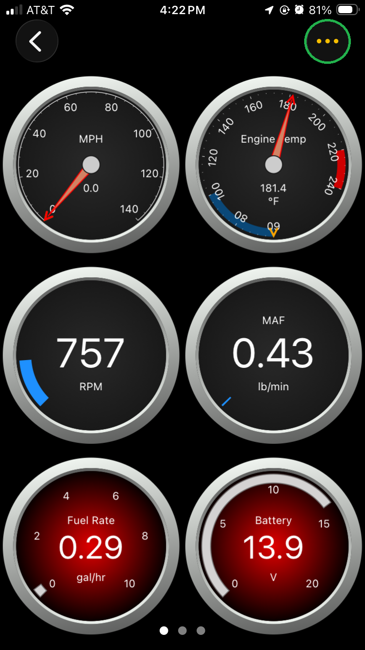 iOS Screen with the 3 dots menu button highlighted in the upper right corner.