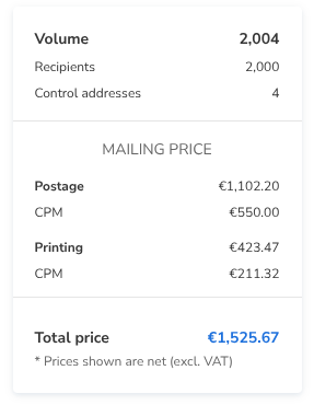 The price card