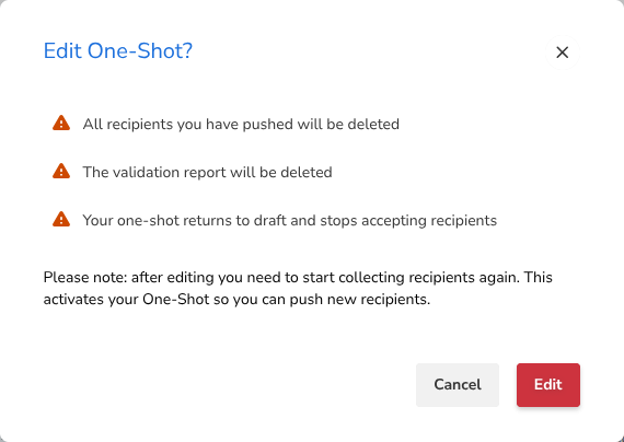 The Edit One-Shot window
