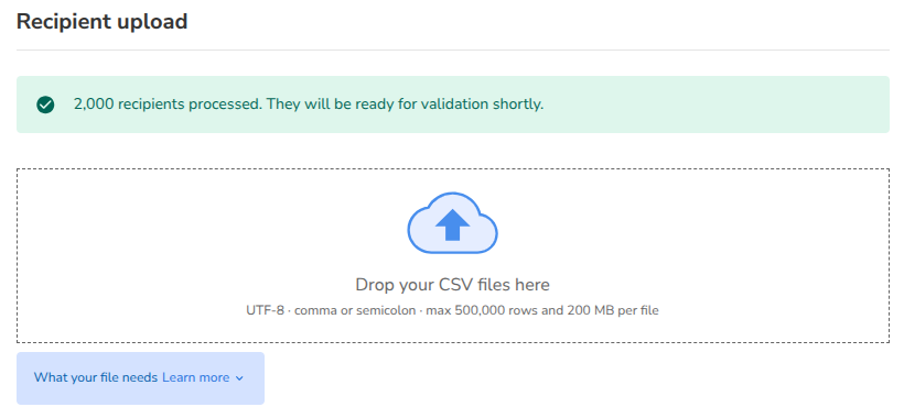 The result after the upload