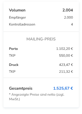 Die Preiskarte