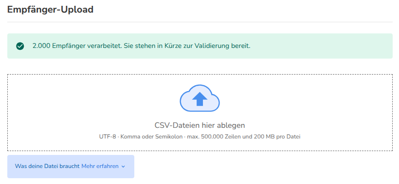 Das Ergebnis nach dem Upload