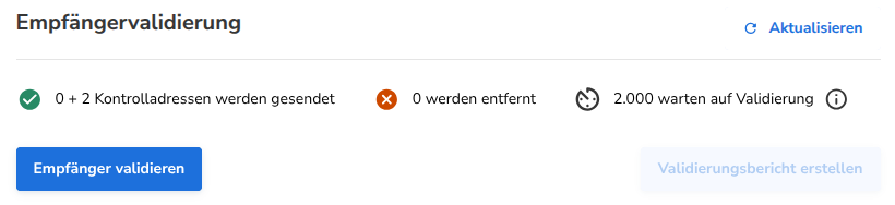 Die Empfänger warten jetzt auf die Validierung