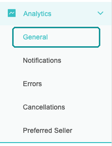 The Analytics menu with General highlighted