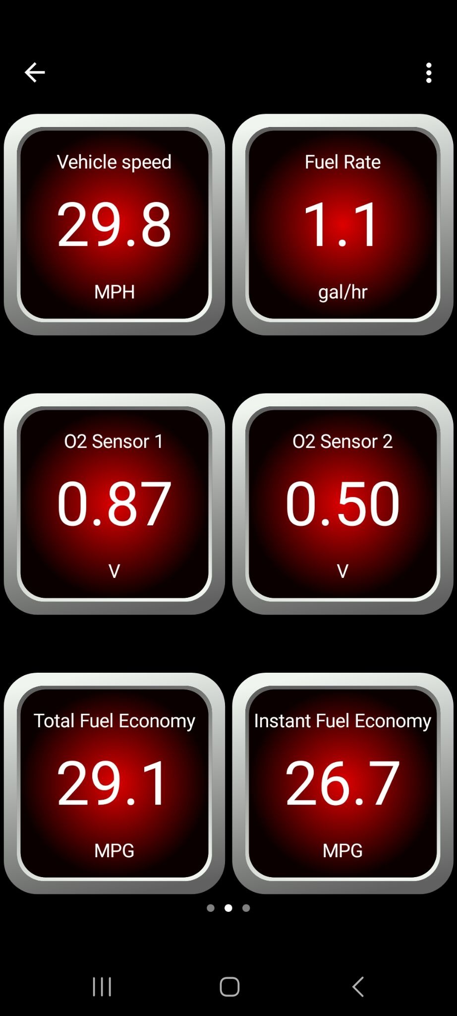 Android Dashboard screen showing one of the default screens.