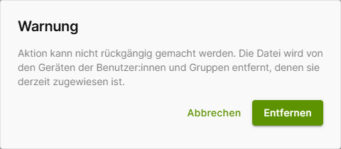 Warnung bei Entfernen
