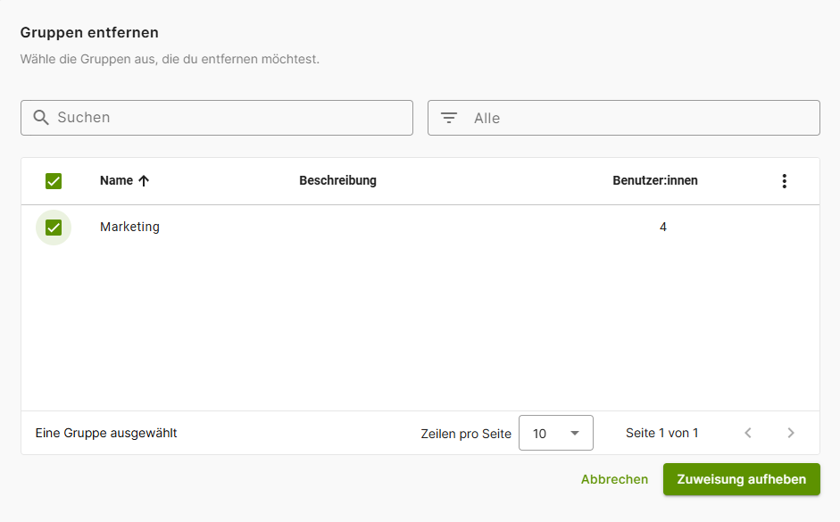 Gruppe auswählen
