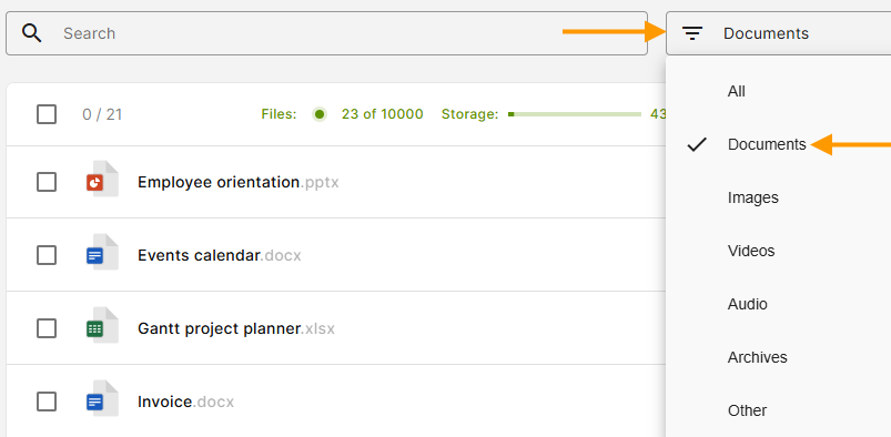 filter files