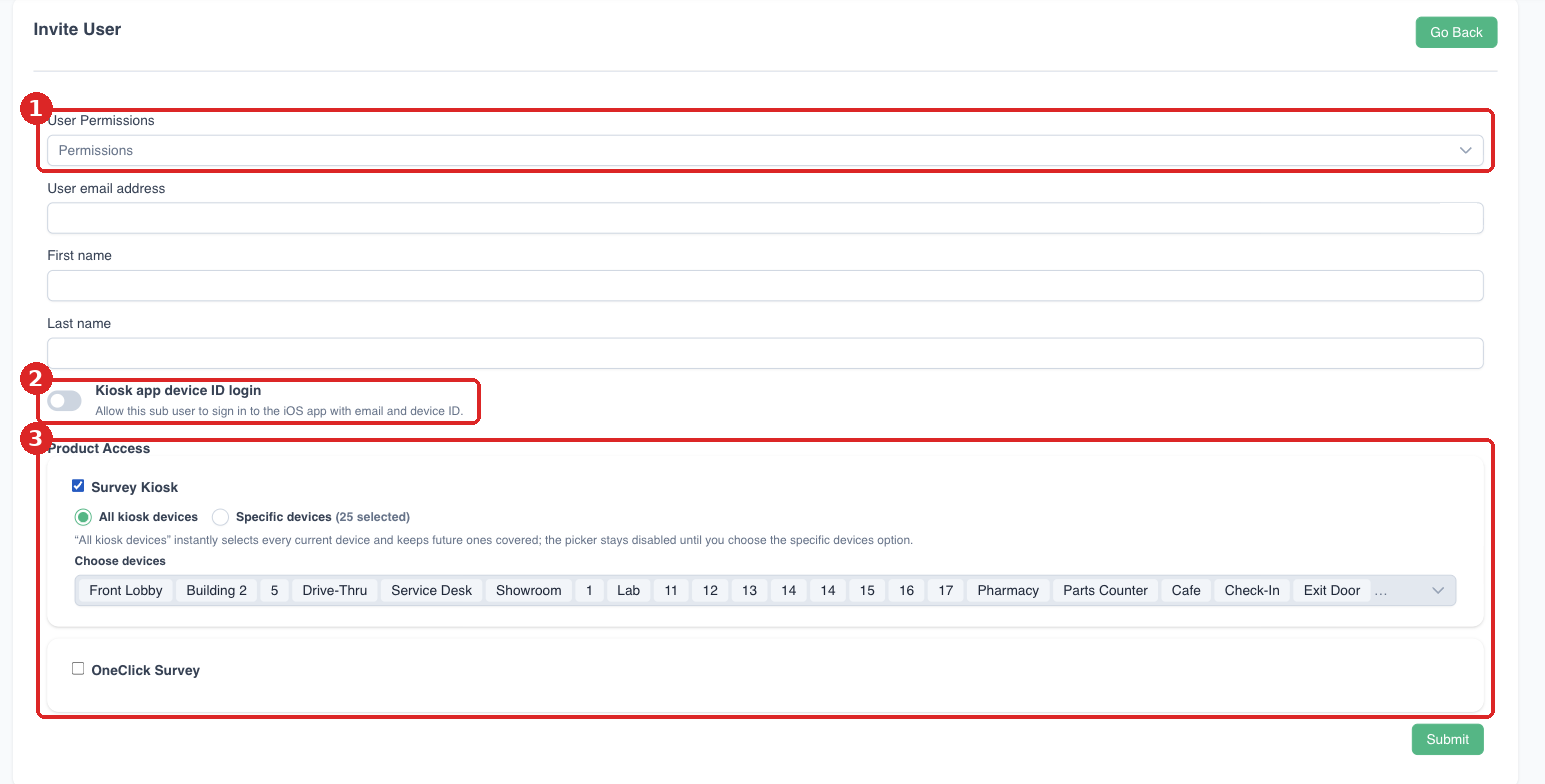 Invite User form