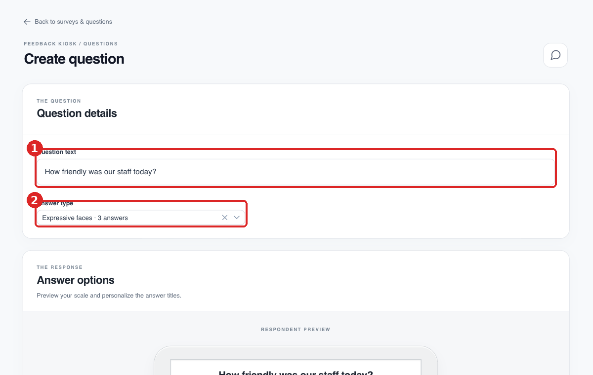 Create question form