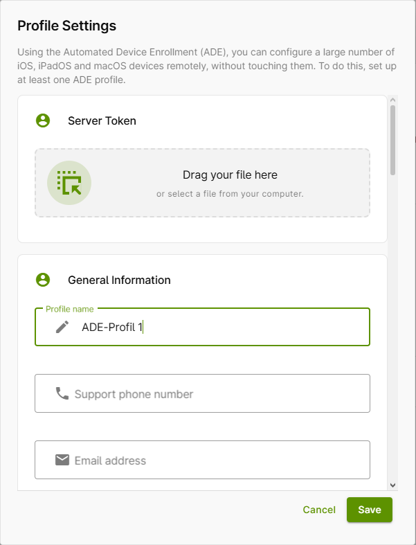 upload server token