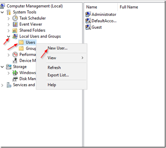 Windows 2016 new user creation image