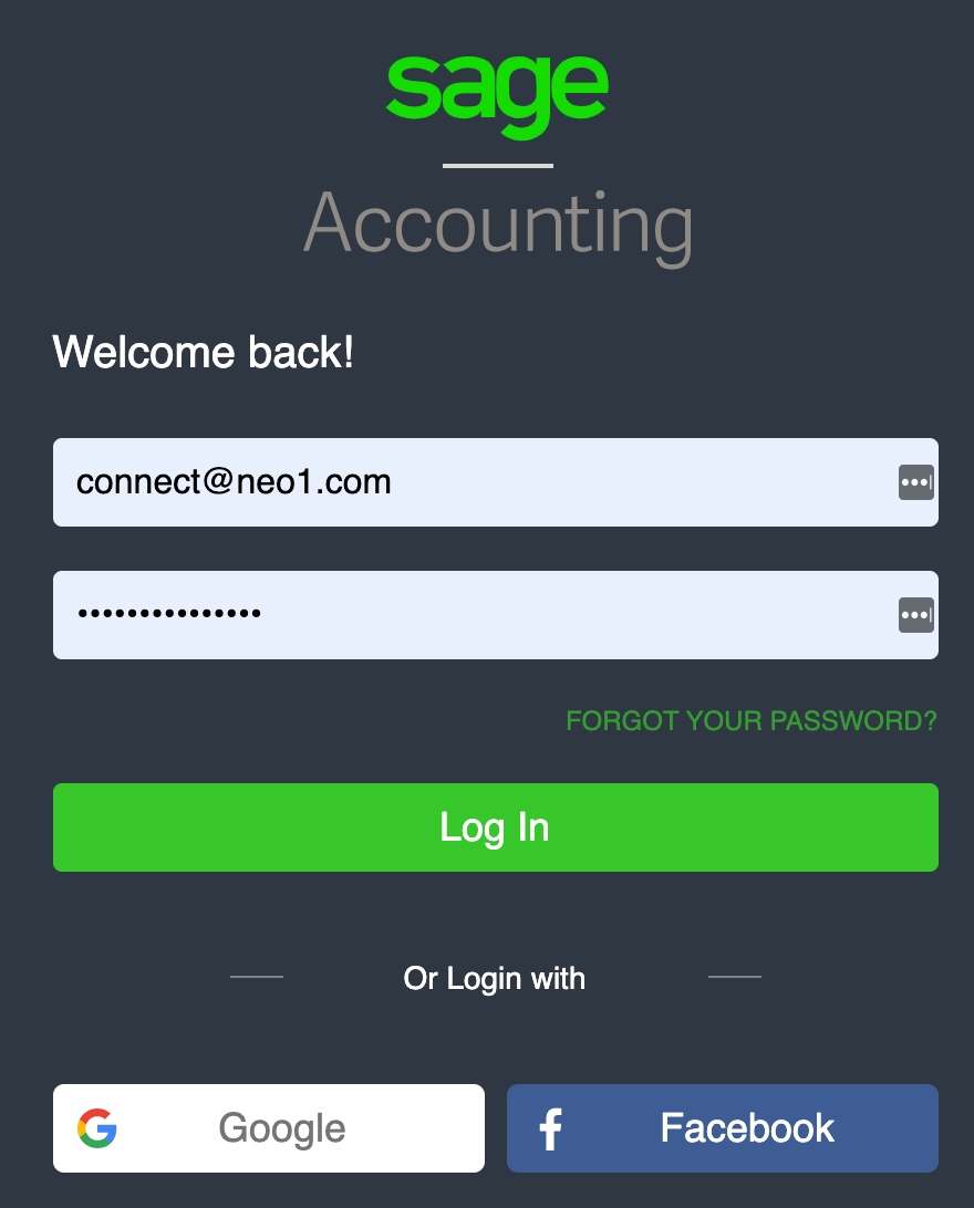 Connecting Neo1 to Sage Accounting Online Neo1 Knowledge Base