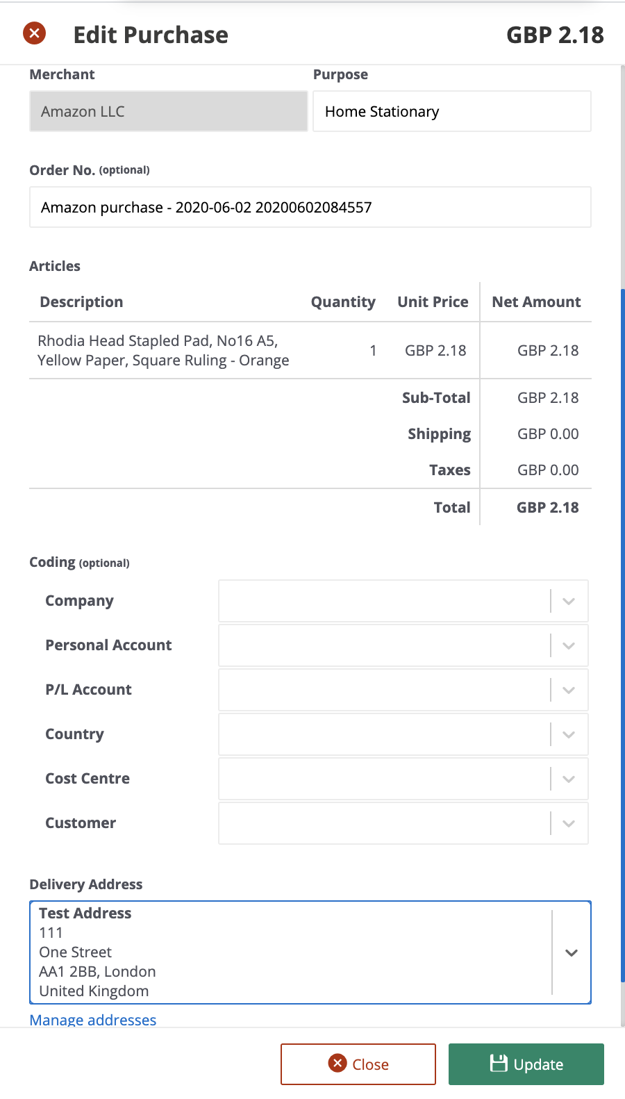 How to define a delivery address when Purchasing on Amazon Business