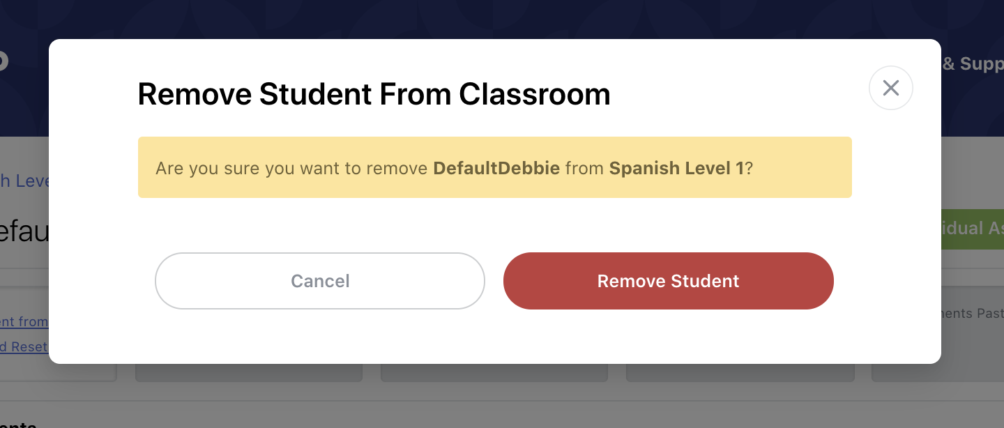 Can I remove a student from a class? Garbanzo