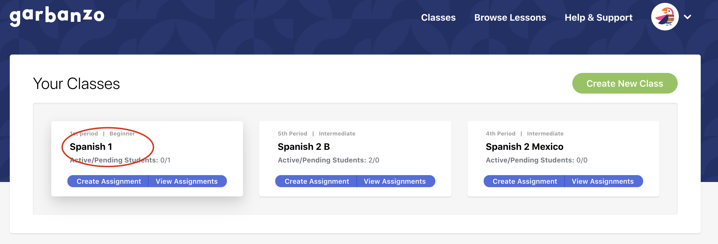View Student Assignments and Progress Garbanzo