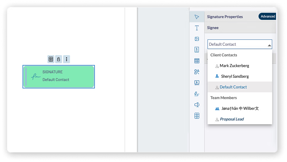 Proposal Roles - Assigning Signature to Default Contact