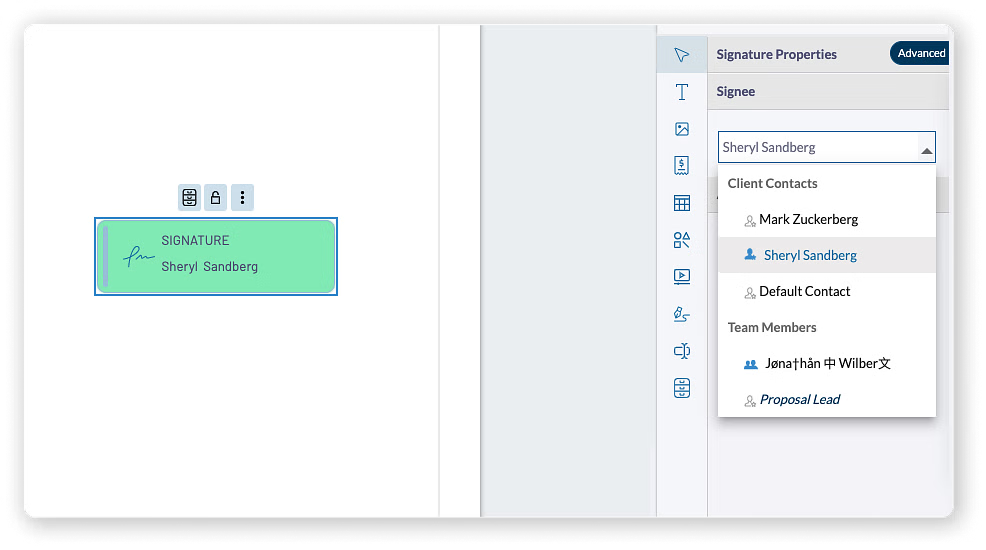 Proposal Roles - Assigning Signature to Individual Contact