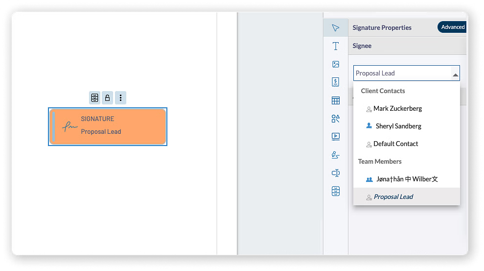 Proposal Roles - Assigning Signature to Proposal Lead