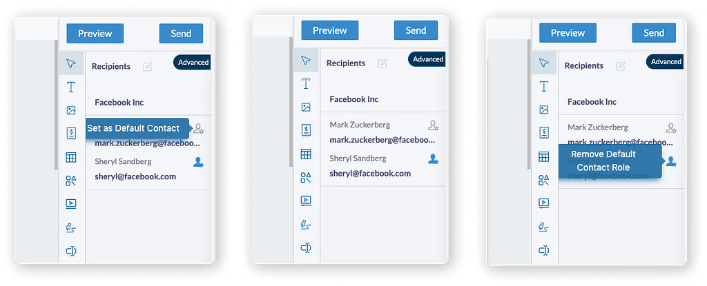 Proposal Roles - Default Client Contact - Proposal Editor - Set Change Remove