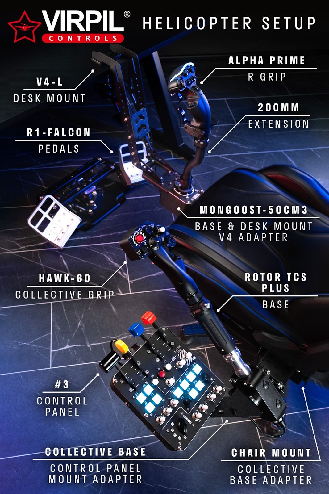 A Complete Professional Helicopter Cockpit Setup
