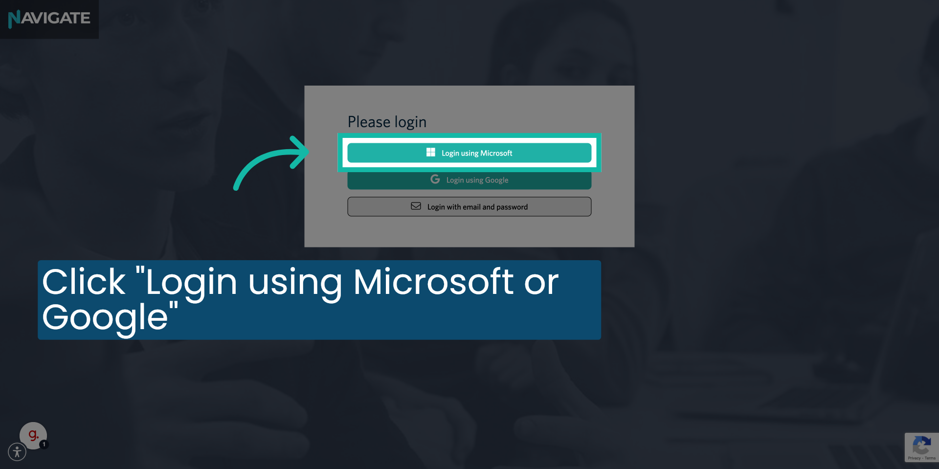 Click 'Login using Microsoft or Google'