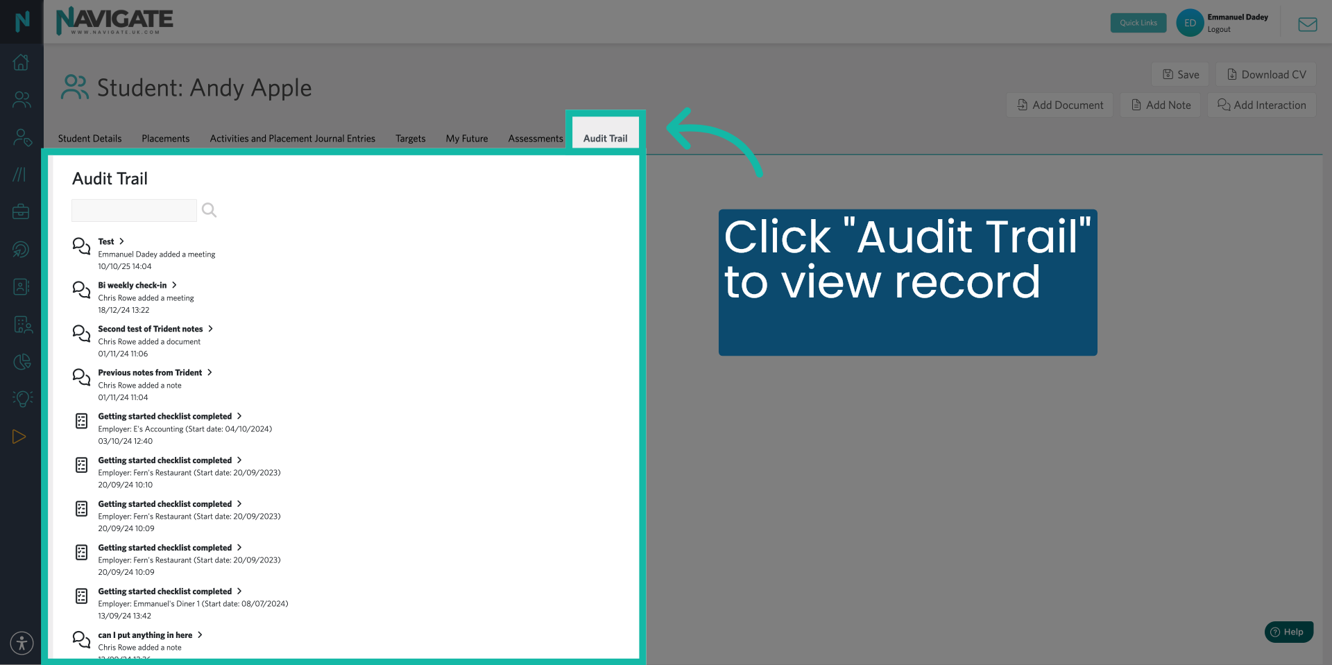 Return to Audit Trail