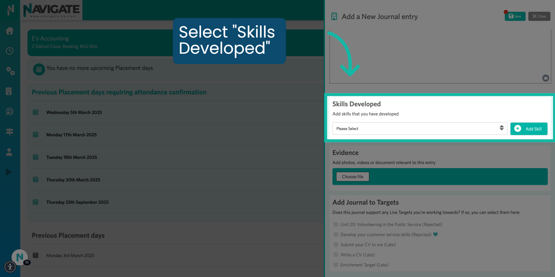Select skills developed
