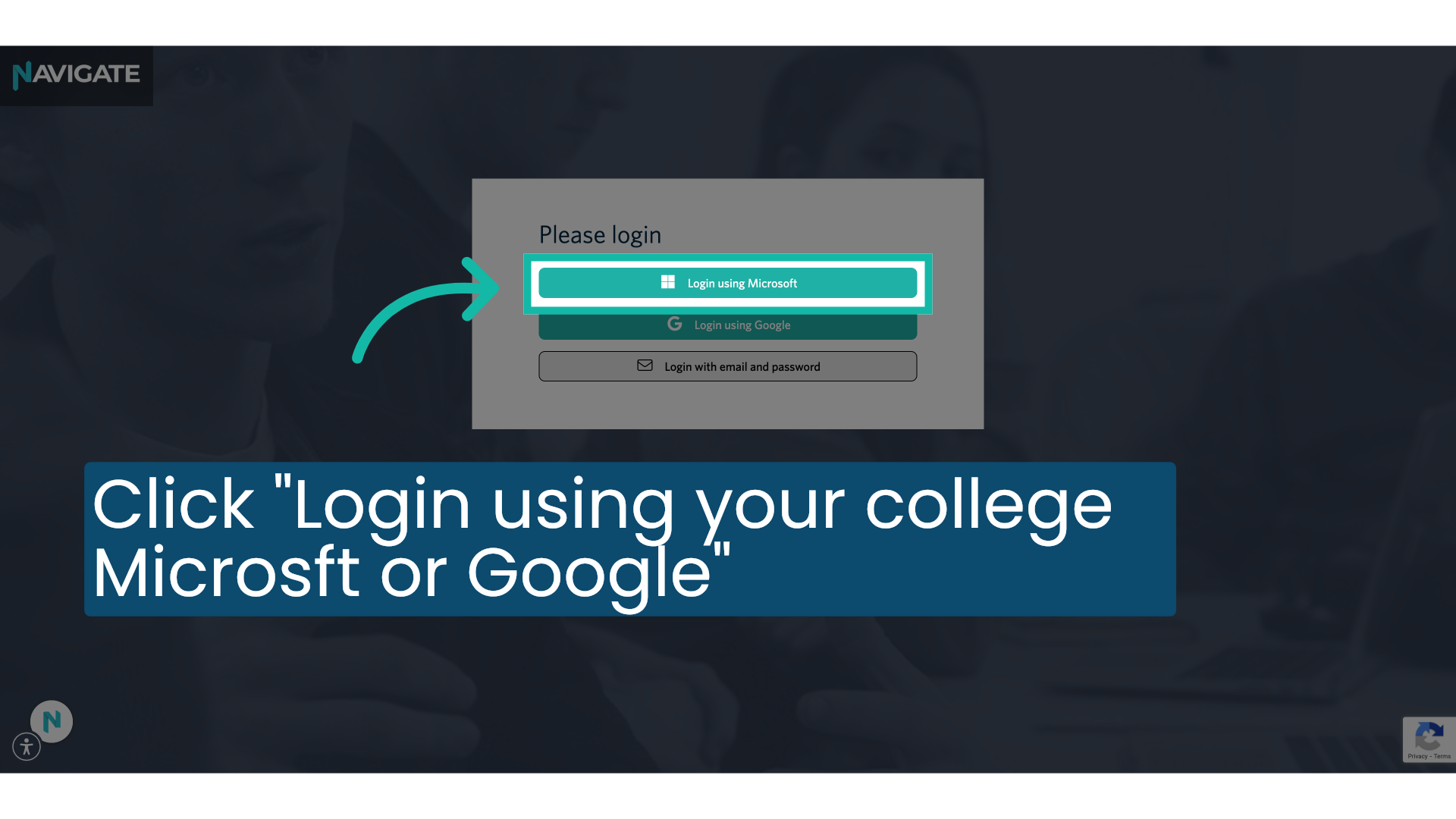 Click 'Login using Microsoft or Google'