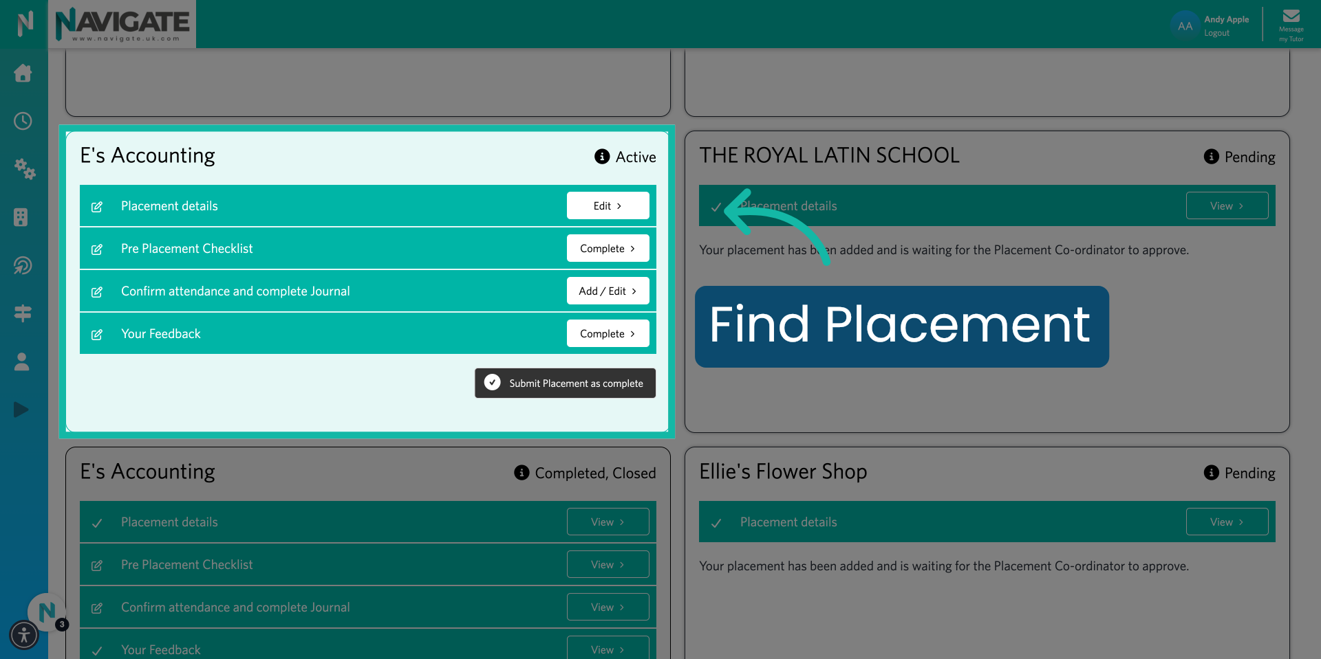 Find your placement.