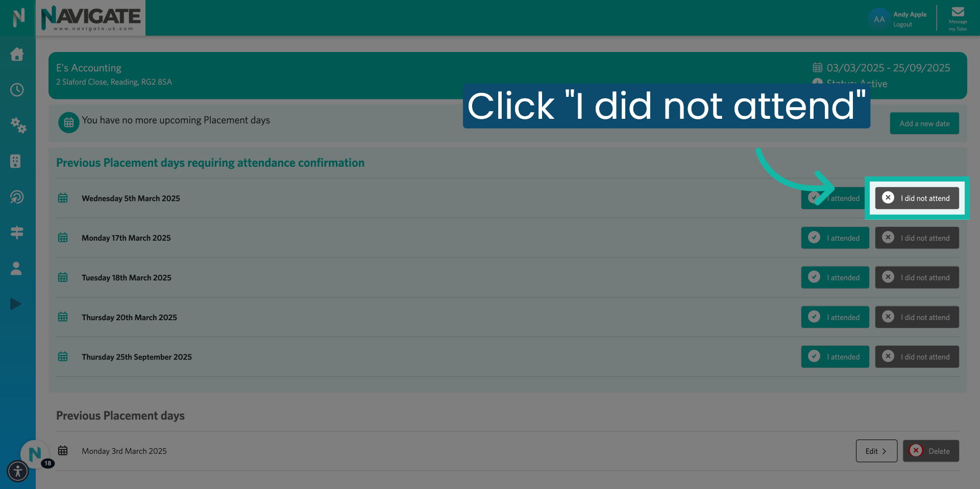 If you did not attend, click 'I did not attend.'