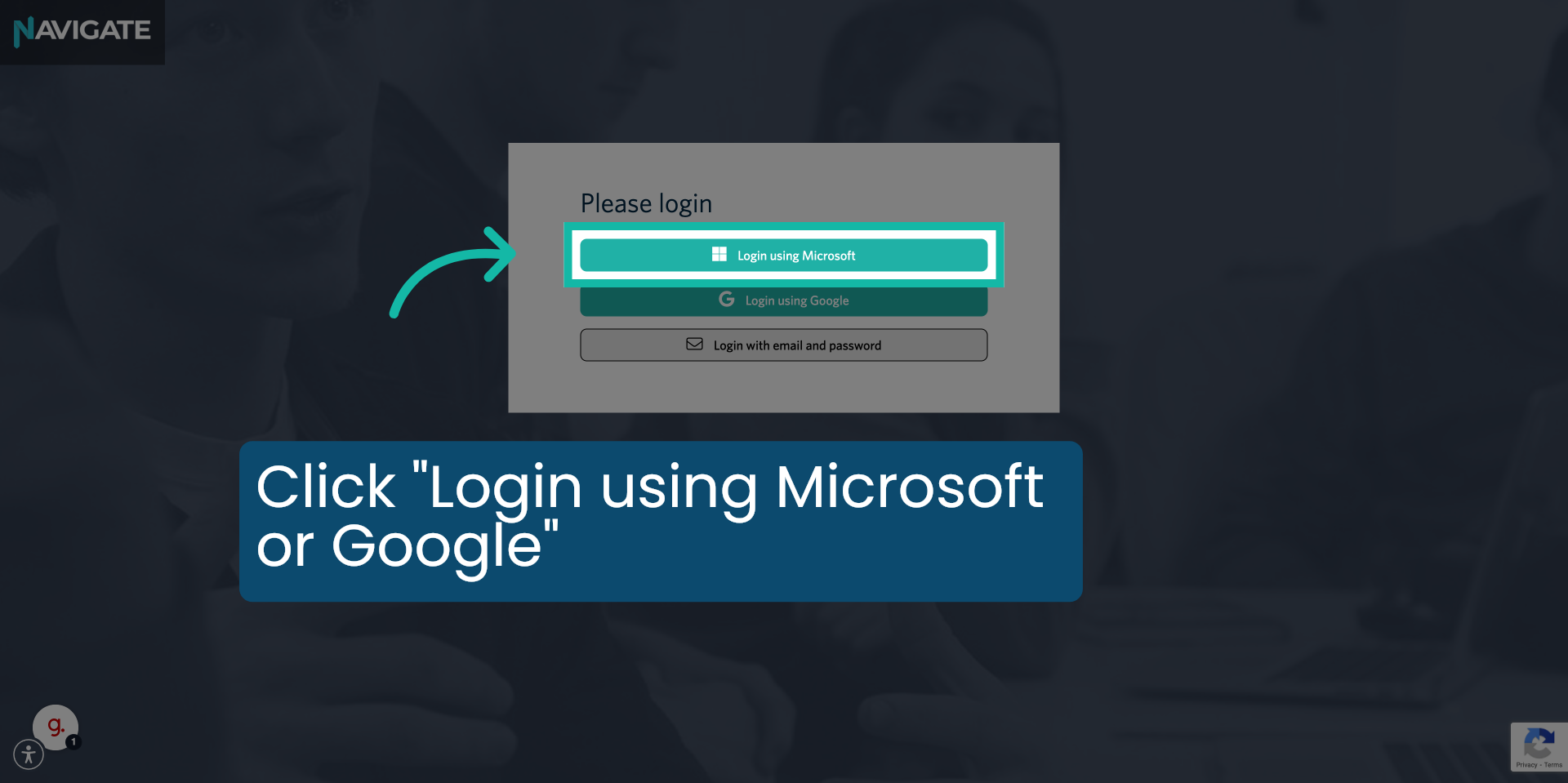 Click 'Login using Microsoft or Google'