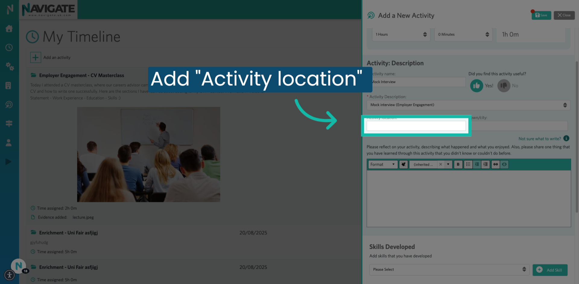 Add 'Activity location'