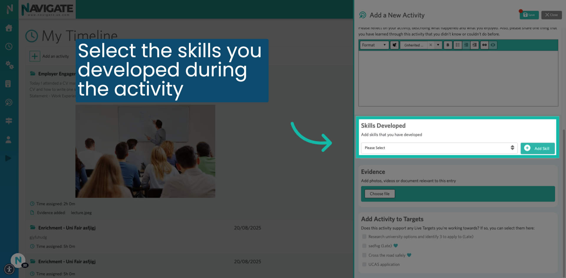 Select skills developed