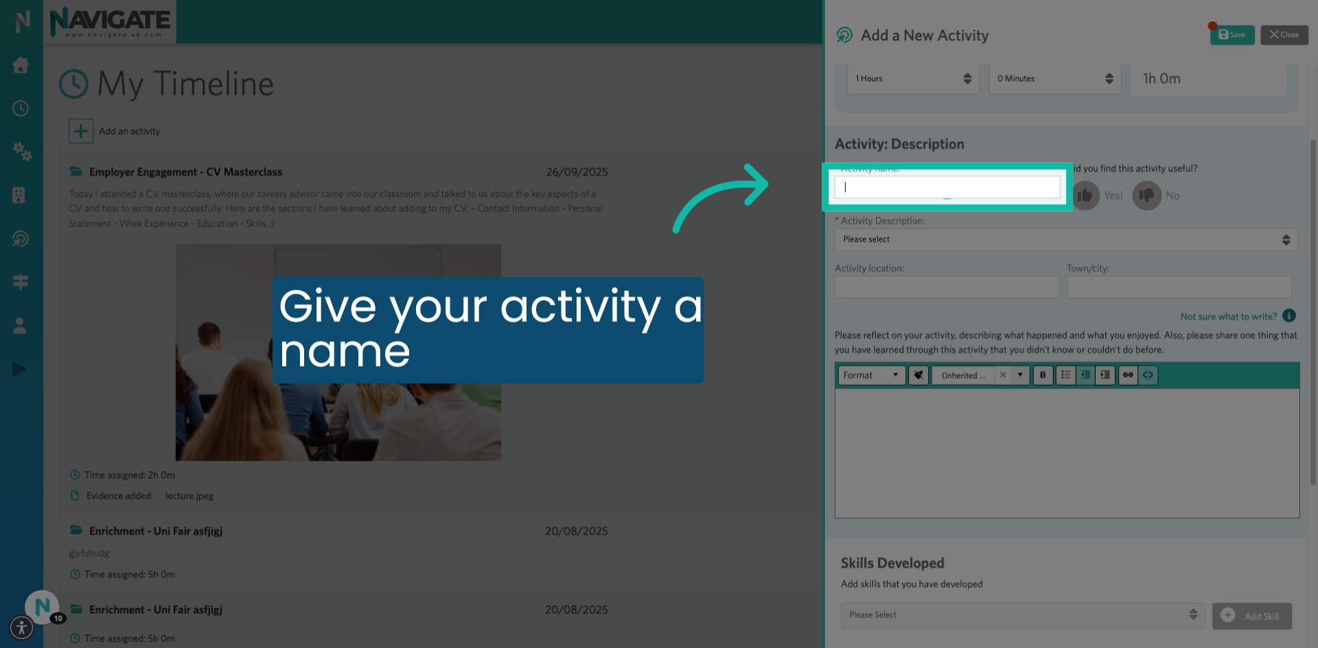 Give your activity a name