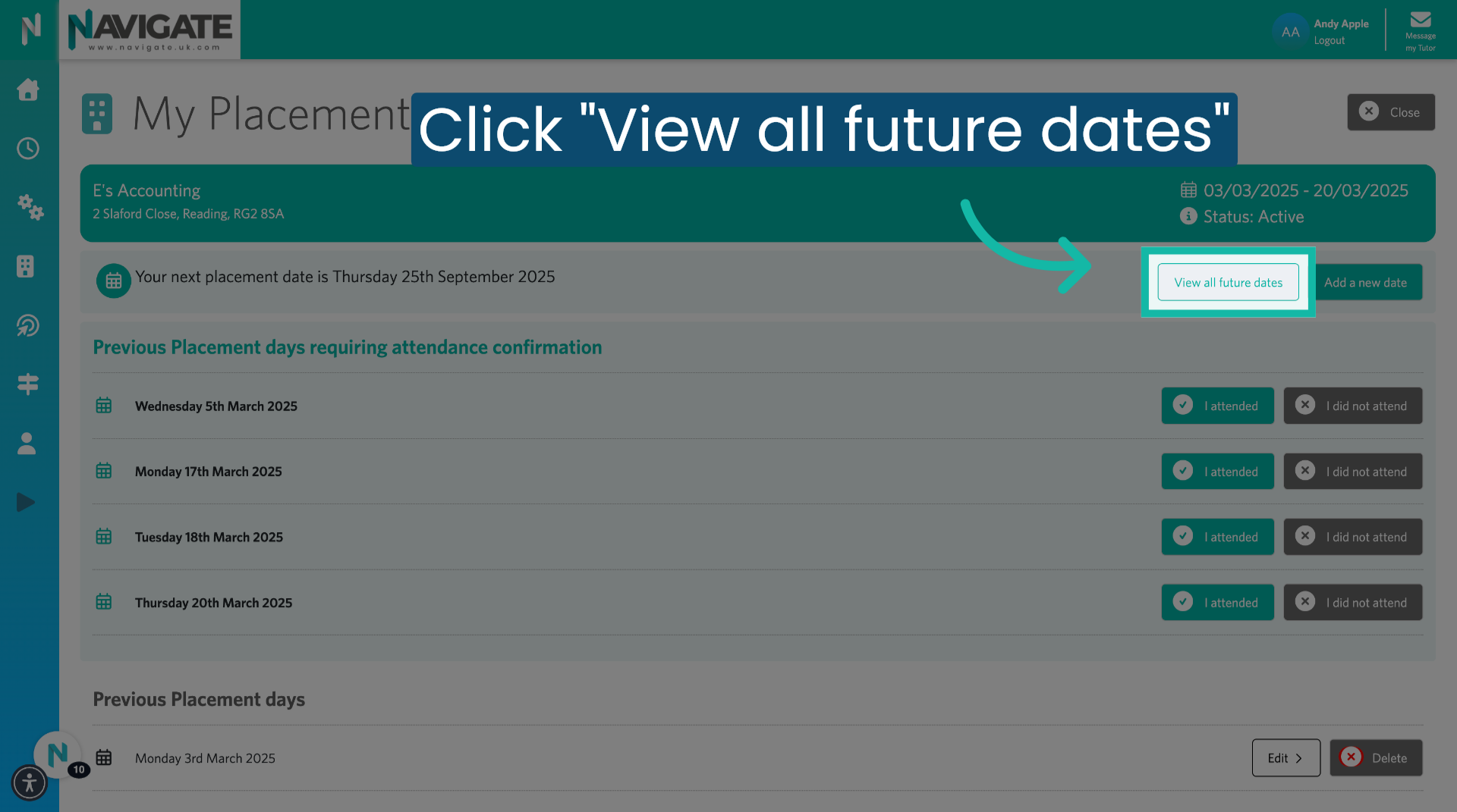 Click 'View all future dates'