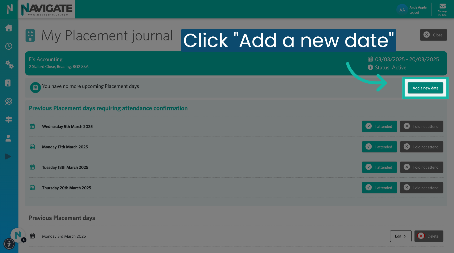 Click 'Add a new date'