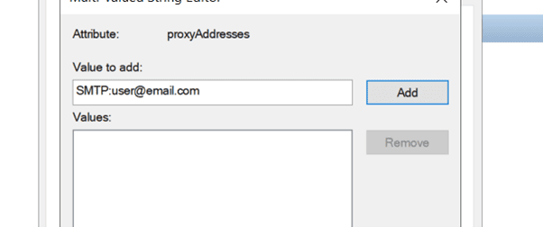 active directory proxy email address setting