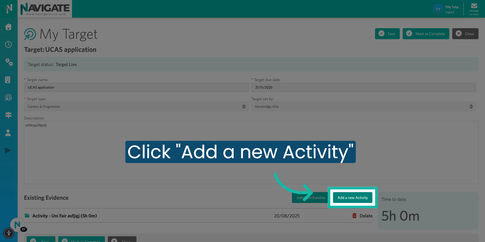 Click 'Add a new Activity'