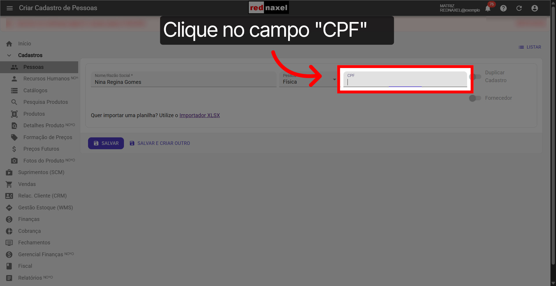 Campo: 'CPF'