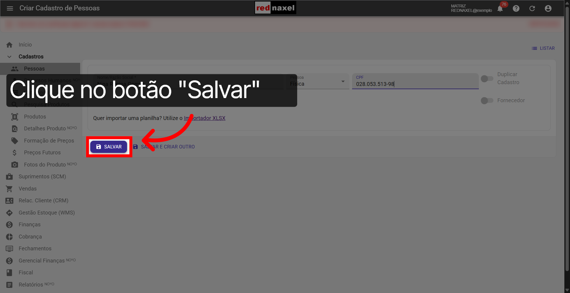 Botão: 'Salvar'