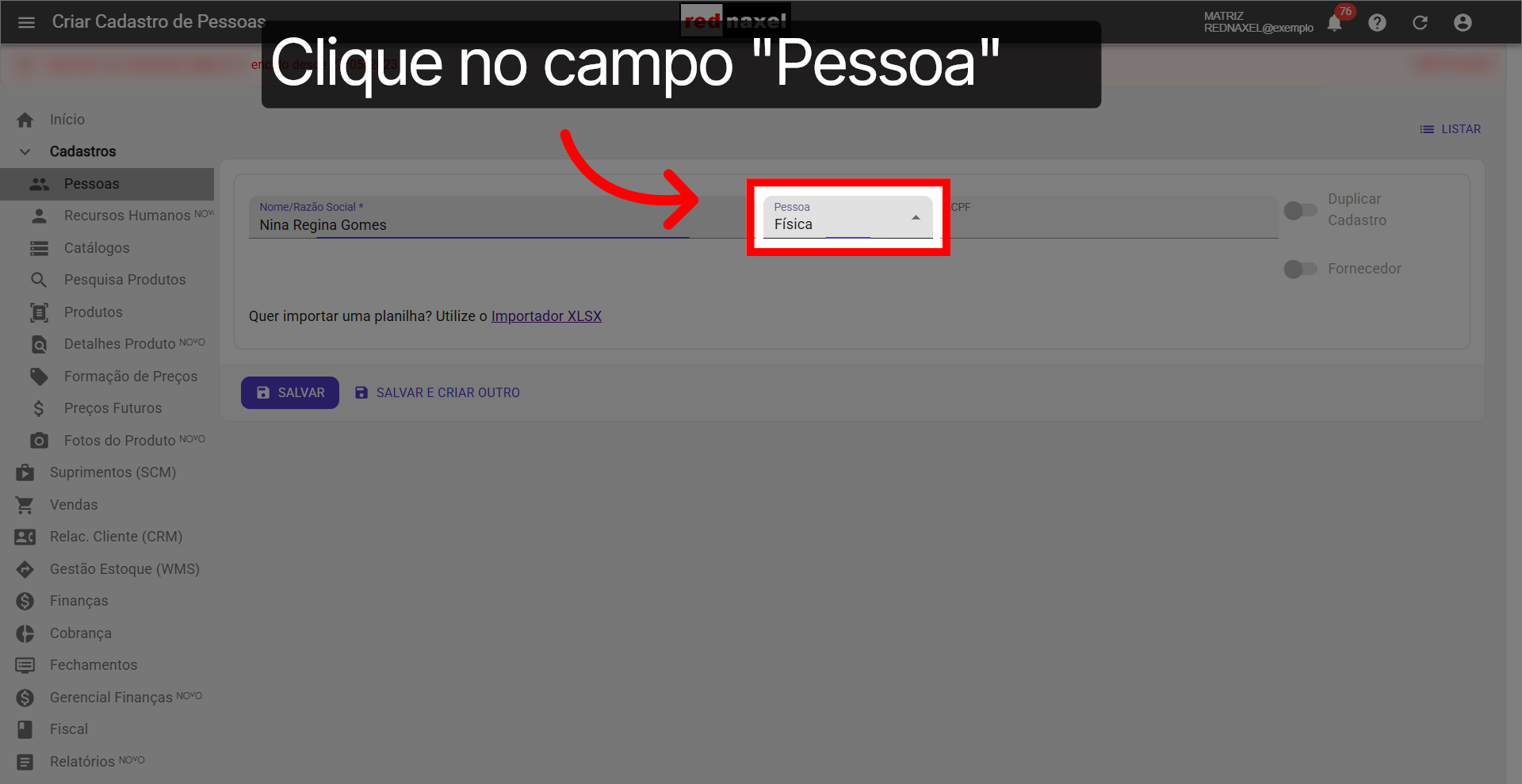 Campo: 'Pessoa'