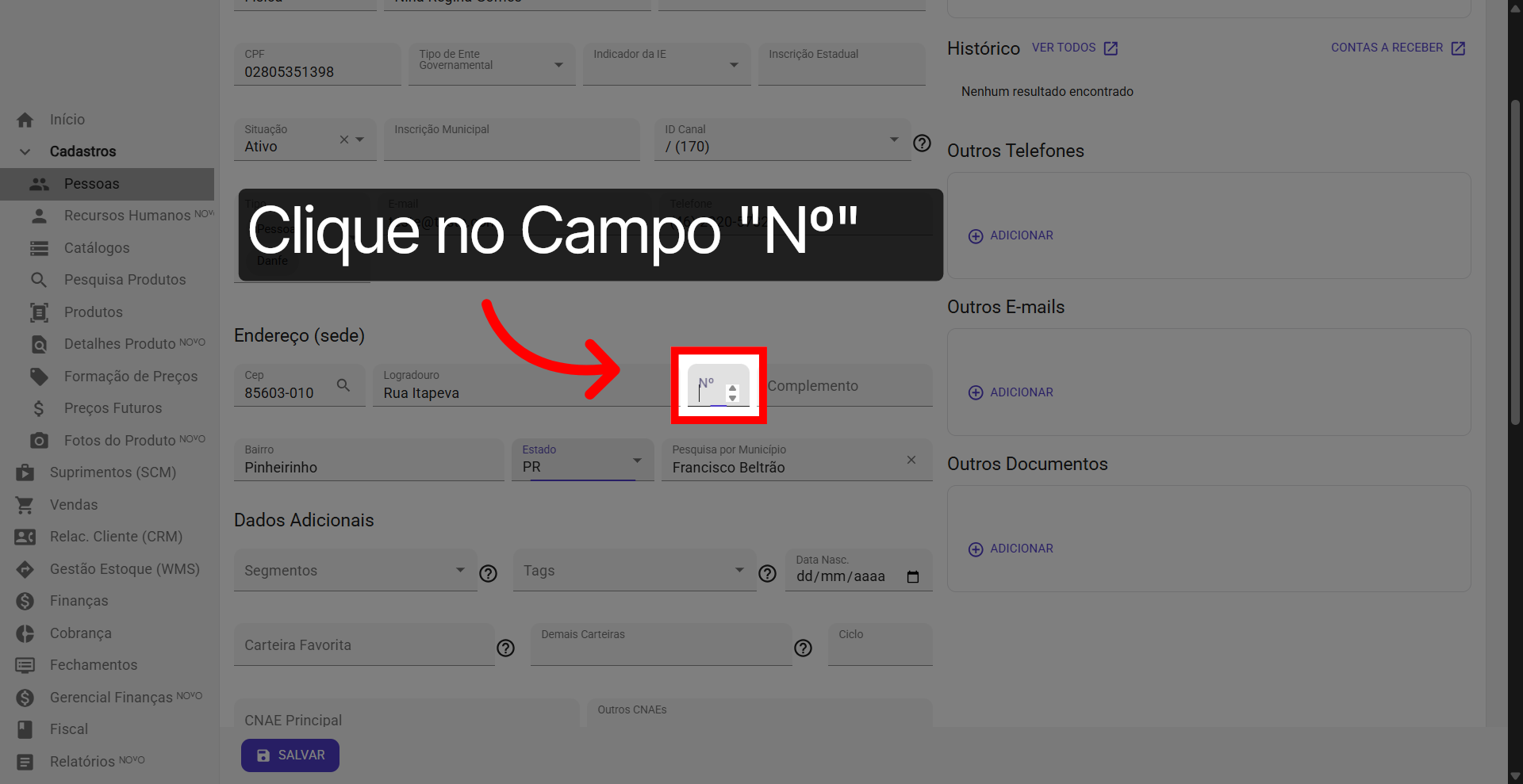 Campo: 'Nº'