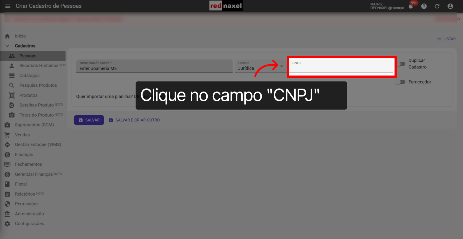 Campo: 'CNPJ'