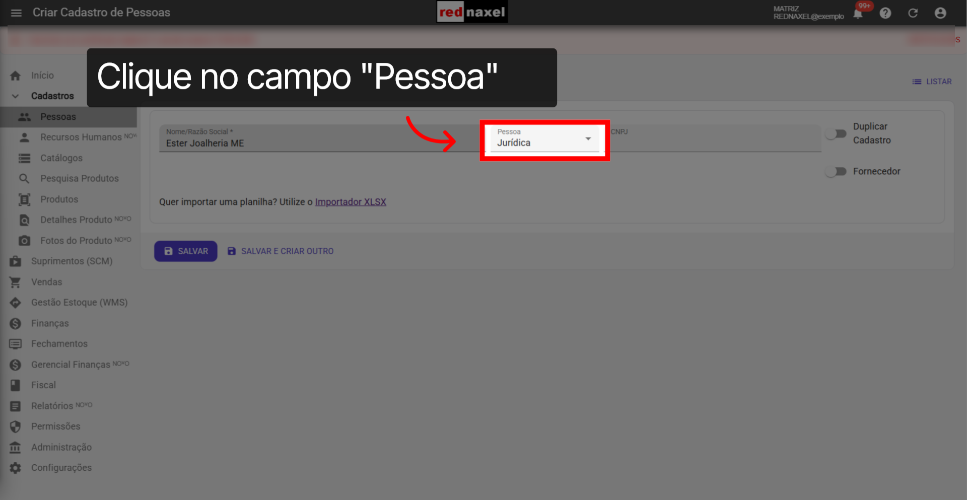 Campo: 'Pessoa'