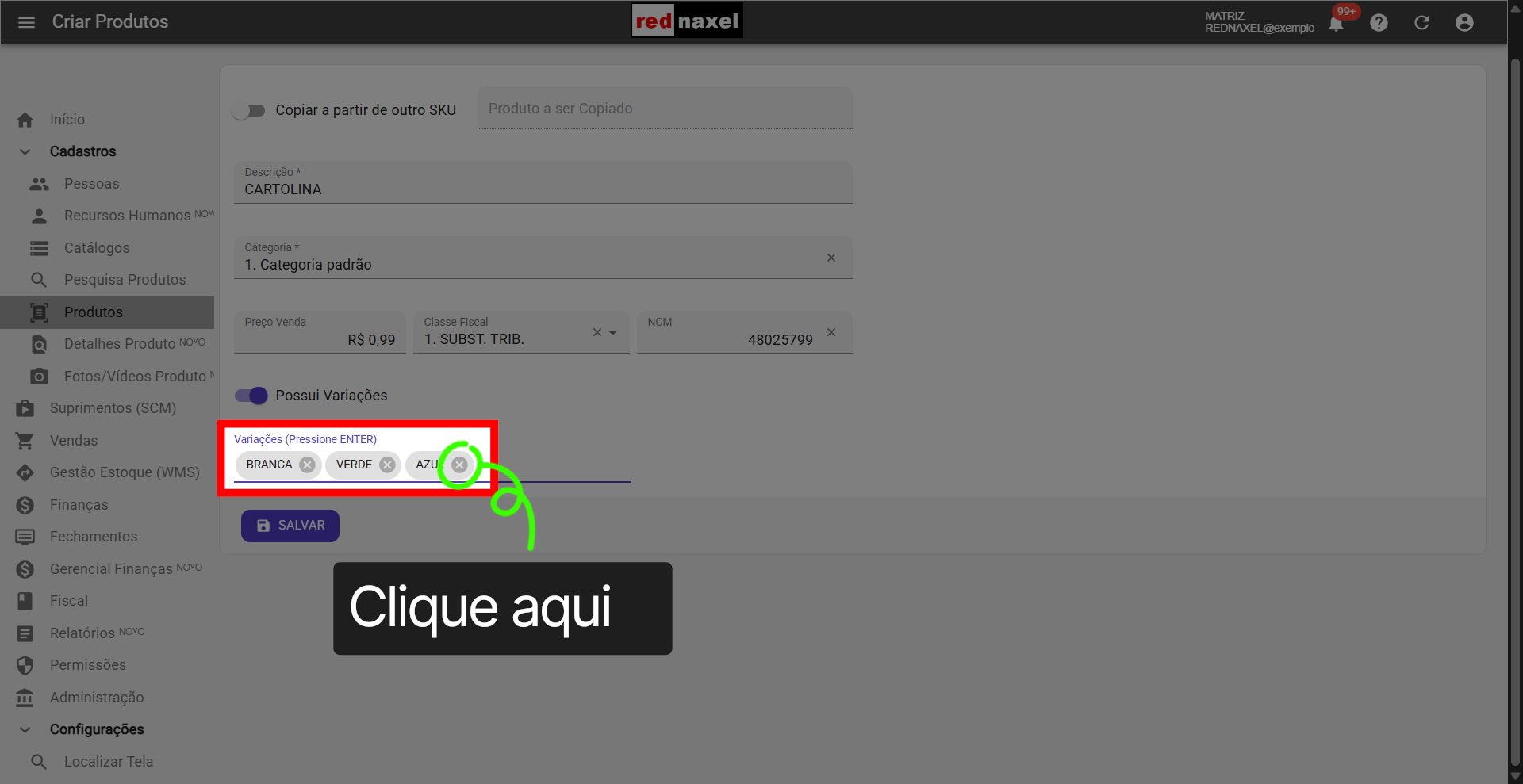 Remover: 'Variação'