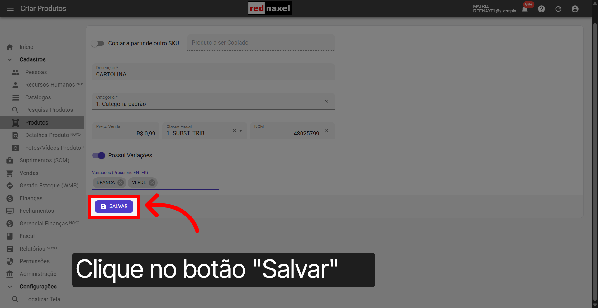 Botão: 'Salvar'